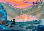 alirfesta_felastis anthro backpack boots clothing digital_media_(artwork) duo equid equine female footwear hi_res horse inktober inktober_2024 ki'rinaes lake mammal shoes sketch sunny_way sunny_way_(character) sunset trek