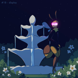 antennae_(anatomy) clothed clothing detailed_background empty_eyes flower fountain hypnotic_visor latex latex_clothing latex_skinsuit leotard male mind_control night null_bulge outside plant skinsuit sky solo spiral star starry_sky tight_clothing water wings ofthestarlesssea hypnovember hypnovember2025 aleph_(ofthestarlesssea) arthropod bee hymenopteran insect digital_media_(artwork) full-length_portrait hi_res portrait shaded