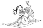 anthro bottomwear clothing disembodied_eyes female feral lying monster_girl_(genre) pants parasite solo tentacles tongue tongue_out yoga yoga_mat yoga_pants aph_(artist) nintendo pokemon furret generation_2_pokemon monster parasyte pokemon_(species) monochrome