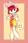 anthro barefoot black_eyes blush border brown_hair clothing dress feet female fur hair heart_symbol orange_border simple_background solo tail white_body white_fur white_tail yellow_background yellow_clothing yellow_dress pypixy animal_crossing nintendo felicity_(animal_crossing) domestic_cat felid feline felis mammal 2020 absurd_res digital_media_(artwork) digital_painting_(artwork) full-length_portrait hi_res portrait