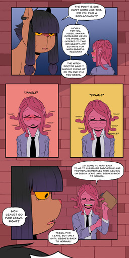 alternate_species blush bob_cut braces clenched_teeth clipboard clothing comic_book convenient_censorship crossed_legs detailed_background dialogue ear_piercing ear_pull eyewear feet female feral feral_with_hair flustered gesture glasses hair highlights_(coloring) humanized markings nude piercing sharp_teeth suit teeth text waving whisker_markings yellow_eyes dualsoul1423 raph13th european_mythology greek_mythology mythology riddle_me_this! magpie_(riddle_me_this!) nyx_(riddle_me_this!) ssilvia_(riddle_me_this!) felid gorgon human humanoid mammal mythological_creature mythological_sphinx absurd_res comic english_text hi_res long_image tall_image