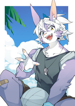 anthro ball band-aid bandage bottomwear clothing heterochromia inner_ear_fluff male open_mouth shorts solo tuft volleyball_(ball) whistle_(object) shoko_contane boreas_(shoko_contane) bat mammal absurd_res hi_res