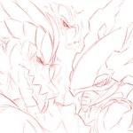 1:1 2023 after_kiss ancient_pokemon anthro blush blush_lines bodily_fluids breath dialogue digital_drawing_(artwork) digital_media_(artwork) dragon duo electricity english_text eyes_closed forked_tongue future_pokemon generation_9_pokemon interlocked_fingers intimate koraidon legendary_pokemon male male/male metallic_body miraidon monochrome mythological_creature mythological_scalie mythology nintendo panting paradox_pokemon pokemon pokemon_(species) question question_mark red_and_white saliva saliva_on_tongue scalie spazticcat speech_bubble sweat sweatdrop text tongue tongue_out