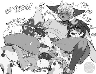 anal anal_penetration animal_genitalia animal_penis anthro anthro_on_anthro anthro_penetrated anthro_penetrating anthro_penetrating_anthro antlers anus balls blonde_hair bodily_fluids canine_genitalia canine_penis cum cum_while_penetrated duo ejaculation genital_fluids genitals hair handjob handjob_while_penetrating horn hybrid_anthro male male/male male_anthro male_penetrated male_penetrating male_penetrating_male on_bottom on_top onomatopoeia penetration penile penile_penetration penis reach_around reverse_cowgirl_position sex simple_background sound_effects text white_background dalipuff marley_farren_(silverfox442) canid canine deer fox mammal 2025 digital_media_(artwork) english_text greyscale monochrome cousins_(lore) incest_(lore) nephew_(lore) uncle_(lore) uncle_and_nephew_(lore)