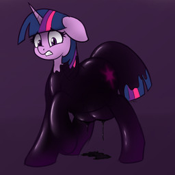 crotch_breasts dripping female female_feral feral horn ink nervous simple_background slime solo teats czu friendship_is_magic hasbro my_little_pony mythology twilight_sparkle_(mlp) equid equine mammal mythological_creature mythological_equine unicorn 1:1