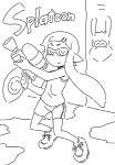 female pseudo_hair solo suction_cup tentacle_hair tentacles text toy toy_gun water_gun anbe_masahiro nintendo splatoon inkling_girl animal_humanoid cephalopod cephalopod_humanoid coleoid decapodiform humanoid inkling marine marine_humanoid mollusk mollusk_humanoid english_text monochrome