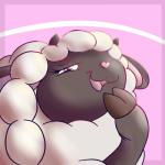 ambiguous_gender eyelashes feral fur heart_nose heart_symbol hooves semi-anthro simple_background smile smug solo white_body white_fur white_wool wool_(fur) yellow_eyes blitzpitz nintendo pokemon generation_8_pokemon pokemon_(species) wooloo 1:1 hi_res icon reaction_image