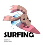 anthro bandai_namco beady_eyes brown_body brown_fur digimon digimon_(species) english_text fur horn long_ears lopmon male op7804620 solo surfboard surfing text water