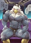 abs anthro barazoku beak biceps blush bunny_costume clothing costume feathers male muscular muscular_anthro muscular_male muscular_thighs navel non-mammal_navel pecs solo text thong underwear zipper zipper_underwear tos_tos_f_ski animal_crossing nintendo apollo_(animal_crossing) accipitrid accipitriform avian bald_eagle bird eagle sea_eagle hi_res japanese_text translation_request