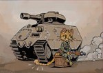 anthro biped clothed clothing duo fur gun holding_gun holding_object holding_ranged_weapon holding_weapon male military ranged_weapon soldier tail tank_(vehicle) vehicle warrior weapon alekksandar conditional_dnp cc-by-nc-nd creative_commons domestic_cat felid feline felis mammal