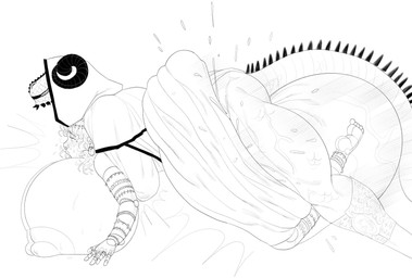 anthro big_breasts big_butt bodily_fluids breasts butt cum female genital_fluids huge_breasts huge_butt hyper hyper_breasts hyper_butt male male/female sex vaginal_fluids ladylana mythology dragon human mammal mythological_creature mythological_scalie reptile scalie absurd_res hi_res monochrome