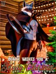 abs anthro arm_wrapping arm_wraps bottomwear bulge christmas_lights christmas_tree claws cloak clothing facial_markings fur fuzzy grey_body grey_fur half-closed_eyes head_markings holding_object holding_weapon holidays inside lights looking_at_viewer male markings mask_(marking) muscular muscular_anthro muscular_male narrowed_eyes navel pants plant pointing_weapon pointing_weapon_at_viewer red_eyes sickle solo standing tail text tree unimpressed weapon wrapped_arms wraps foxibiki blender_cycles christmas dreamworks puss_in_boots_(franchise) death_(puss_in_boots) death_(valorlynz) canid canine canis mammal wolf 2024 3d_(artwork) blender_(artwork) digital_media_(artwork) english_description english_text hi_res watermark