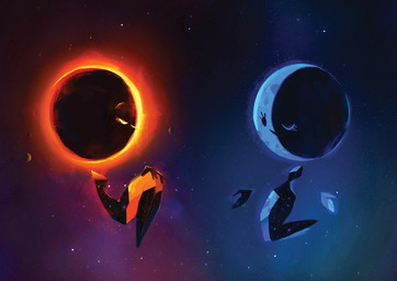 crescent_moon eclipse female for_a_head moon not_furry personification planet rock solo space star sun oseoro elemental_creature humanoid mineral_fauna object_head