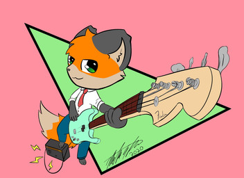 anthro bass_guitar black_body black_fur bottomwear cheek_tuft clothed clothing determined facial_tuft fully_clothed fur green_eyes guitar head_tuft inner_ear_fluff male musical_instrument orange_body orange_fur plucked_string_instrument simple_background smile solo standing string_instrument tan_body tan_fur text topwear tuft jonnels scratch21 cooper_(scratch21) canid canine fox mammal red_fox true_fox 2020 digital_drawing_(artwork) digital_media_(artwork) full-length_portrait hi_res portrait signature