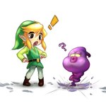 blonde_hair boots clothing duo eye_contact footwear hair humanoid_pointy_ears light_body light_skin looking_at_another male not_furry open_mouth puffy_lips purple_body shoes simple_background surprised_expression onimiere luigi's_mansion mario_bros nintendo the_legend_of_zelda wind_waker jarvis_(luigi's_mansion) toon_link ghost humanoid hylian spirit absurd_res crossover hi_res