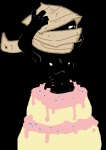 black_body black_skin cake carapace dessert food food_fetish food_play front_view head_wrapping in_food male mostly_nude nipples not_furry pop_out_cake simple_background solo transparent_background reiface homestuck ms_paint_adventures wayward_vagabond alien alien_humanoid carapacian humanoid aliasing alpha_channel digital_media_(artwork) low_res