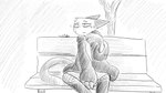 16:9 animal_crossing anthro bench bodily_fluids boots clothed clothing dialogue_in_description domestic_cat dragonweirdo ears_back falling_leaves felid feline felis female fishnet_clothing fishnet_legwear footwear greyscale leaf legwear mammal monochrome nintendo olivia_(animal_crossing) park_bench pivoted_ears plant prick_ears puffy_jacket shoes simple_background solo story story_in_description sweat sweatdrop tail tears tree widescreen