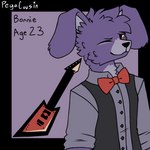 anthro bow_tie eyebrows fur guitar guitarist looking_at_viewer male musical_instrument one_eye_closed plucked_string_instrument purple_body purple_fur red_bow_tie red_guitar solo string_instrument wink winking_at_viewer pegacousin five_nights_at_freddy's scottgames bonnie_(fnaf) lagomorph leporid mammal rabbit 1:1 2022 digital_media_(artwork) model_sheet watermark