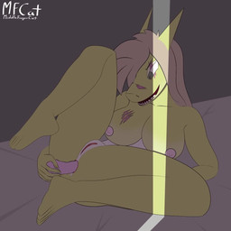 anal anal_masturbation anal_penetration anthro anthro_penetrated anus bed_sheet bedding bedroom_eyes big_breasts blonde_hair breasts caught_in_the_act caught_masturbating dildo dildo_in_ass dildo_insertion female female_penetrated genitals hair looking_pleasured masturbation narrowed_eyes object_in_ass penetration scar seductive sex_toy sex_toy_in_ass sex_toy_insertion solo sound_effects spread_legs spreading surprised tan_body teeth text toying_self vulva walk-in middlefingercat aurum_(middlefingercat) aquatic fish shark 1:1 2d_animation animated english_text long_playtime sound video