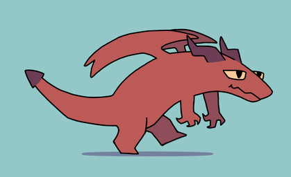 ambiguous_gender arched_back biped black_eyes claws cyan_background horn long_tail pointed_tail red_body simple_background solo stylized tail walking wings yellow_sclera roguejoey mythology dragon mythological_creature mythological_scalie scalie 2d_animation animated frame_by_frame