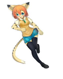 anthro blue_eyes blush bottomwear brown_hair clothed clothing female fully_clothed hair legwear open_mouth school_uniform simple_background skirt solo stockings uniform white_background kemo_neko felid mammal pantherine tiger 2015 4:5 digital_media_(artwork) hi_res shaded