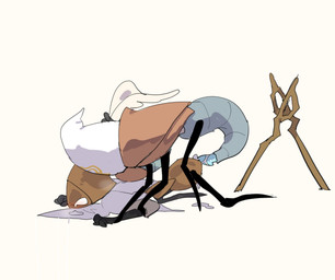 6_limbs anthro armor arthropod_abdomen arthropod_abdomen_genitalia arthropod_abdomen_penis black_arms black_legs blue_body blue_penis blush bodily_fluids breath bronze_armor cloak clothing cum cum_drip cum_from_vagina cum_in_vagina cum_inside cum_on_penis cum_puddle dripping duo feather_tuft feathers female female_penetrated fist forced from_behind_position genital_fluids genitals jockey_position lying machine male male/female male_penetrating male_penetrating_female male_raping_female metallic_body on_front penetration penile penile_penetration penis penis_in_vagina pinned pinned_arms pinned_to_ground prone_bone_position rape sex simple_background sword_on_ground tears tuft vaginal vaginal_penetration white_background white_body white_cloak white_clothing white_eyes white_feathers white_mask yellow_body yellow_head oxide_cat hollow_knight:_silksong hollow_knight_(franchise) team_cherry reed_(hollow_knight:_silksong) second_sentinel arthropod insect robot robot_anthro 2025 hi_res shaded simple_shading nonbinary_(lore)