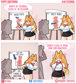 >_< bdsm big_breasts black_bottomwear black_clothing black_skirt blonde_hair blush bondage bottomwear bound breasts clothing collar dialogue duo eyelashes eyes_closed eyewear faceless_character faceless_human faceless_male female female_humanoid glasses hair happy huge_breasts leash leash_in_mouth male male_human motion_lines object_in_mouth open_mouth presentation red_collar red_leash shirt skirt standing tail tail_motion tailwag text topwear white_clothing white_shirt white_topwear wide_hips onigiri_punch animal_humanoid canid canid_humanoid canine canine_humanoid dog_humanoid human humanoid mammal mammal_humanoid absurd_res comic english_text hi_res