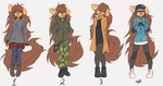 2022 absurd_res anthro apogee_(tinygaypirate) belt big_tail black_nose boots bottomwear breasts brown_body brown_eyes brown_fur brown_hair camo camo_bottomwear camo_clothing camo_pants camo_print canid canine canis cargo_pants cheek_tuft clothing cowlick domestic_dog ear_piercing elbow_pads eyebrow_through_hair eyebrows eyelashes facial_markings facial_piercing facial_tattoo facial_tuft female female_anthro fingerless_gloves floppy_ears footwear fur furgonomics furry-specific_piercing gauged_ear gloves grey_background hair hair_over_eye hand_in_pocket hands_behind_back handwear head_markings head_tilt headgear headwear hi_res inner_ear_fluff jacket knee_pads long_hair looking_aside looking_at_viewer mammal markings messy_hair mottled mottled_nose multiple_images multiple_poses muzzle_piercing neck_markings neck_tattoo nose_piercing one_eye_obstructed pants pattern_bottomwear pattern_clothing pattern_pants pattern_shirt pattern_topwear piercing pigeon_toed pink_nose plaid plaid_clothing plaid_shirt plaid_topwear plantigrade pockets pose raised_arms shirt shoelaces shoes simple_background slim small_breasts solo spitz standing tail tattoo text tinygaypirate topwear translucent translucent_hair tuft