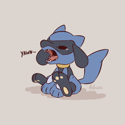 3_fingers 3_toes ambiguous_gender anthro biped black_eyes blue_body blue_fur blue_tail feet fingers front_view fur nude nude_ambiguous nude_anthro open_mouth pawpads paws simple_background sitting solo tail teeth toes tongue yawn advos nintendo pokemon generation_4_pokemon pokemon_(species) riolu 1:1 2026 digital_drawing_(artwork) digital_media_(artwork)