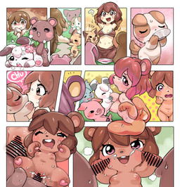 anthro bodily_fluids breastfeeding censored_genitalia censored_penis chibi clothing cum cum_in_vagina cum_inside female gangbang genital_fluids group group_sex heart_pawpads kissing male male/female pawpads sex text transformation undressing oposa bear canid canine canis domestic_cat domestic_dog felid feline felis human humanoid lagomorph leporid mammal rabbit absurd_res censored hi_res unavailable_at_source
