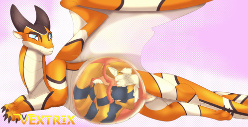 anthro belly big_belly cord duo female feral genitals huge_belly internal pregnant pregnant_female pregnant_feral umbilical_cord unbirthing uterus vaginal vore vulva vextrix mythology nintendo pokemon arc_vap arcanine dragon eeveelution generation_1_pokemon mythological_creature mythological_scalie pokemon_(species) scalie vaporeon animated