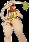 anthro blush butt camel_toe clothing eyewear female glasses low-angle_view one-piece_swimsuit solo swimwear mr.smile nintendo pokemon mimi_(mr.smile) generation_2_pokemon pokemon_(species) smeargle absurd_res alpha_channel hi_res