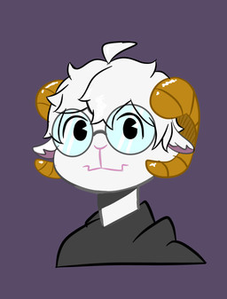 :3 anthro black_clothing black_hoodie black_topwear clothed clothing eyewear fur glasses hoodie horn looking_at_viewer male purple_background simple_background solo topwear wearing_glasses white_body white_fur mark281 ram_(mark281) bovid caprine mammal sheep absurd_res headshot_portrait hi_res portrait