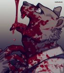 anthro blood blood_covered blood_on_clothing bodily_fluids clothed clothing gore male sharp_teeth solo tears teeth kadikadisake beastars riz_(beastars) bear brown_bear mammal ursine hi_res