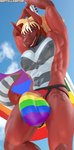 anthro big_bulge bulge clothing flag flag_(object) hair holding_flag holding_object jockstrap lgbt_pride looking_at_viewer male multicolored_clothing multicolored_jockstrap multicolored_underwear muscular muscular_male nipples nude pattern_clothing pride_color_clothing pride_color_flag pride_color_jockstrap pride_color_underwear pride_colors rainbow_pride_colors scales six-stripe_rainbow_pride_colors solo striped_clothing stripes text underwear waving_flag reptilligator lgbt_pride_month mythology ram_(reptilligator) dragon mythological_creature mythological_scalie scalie 3d_(artwork) absurd_res blender_(artwork) digital_media_(artwork) english_text hi_res