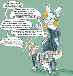 animal_genitalia animal_vulva anthro big_butt bulge butt canine_genitalia canine_vulva clothed clothed_feral clothing dialogue duo female feral freckled_face freckles genitals halo huge_butt legwear musk nun nun_habit nun_outfit panties religious_clothing stockings text underwear vaginal_bulge vulva yellow_eyes dogabbey waverly_(dogabbey) angel canid canine canis domestic_dog mammal mouse murid murine rodent absurd_res english_text hi_res