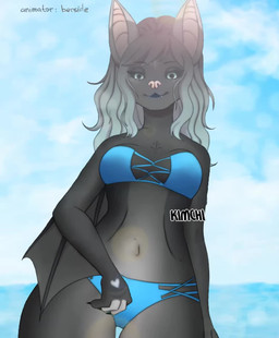 anthro bikini clothing female flittermouse sea solo sun swimwear two-piece_swimsuit water berside kimichii idle bat mammal 2d_animation animated hi_res motion_tweening no_sound short_playtime video