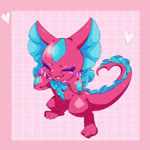 ambiguous_gender anthro blush bow_tie claws embarrassed frill_(anatomy) head_crest head_frill heart_symbol membrane_(anatomy) membranous_frill pink_body pink_scales scales simple_background smile solo isei0212 bandai_namco digimon digimon_liberator elizamon 1:1 animated no_sound short_playtime webm