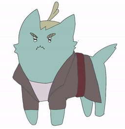 ambiguous_gender blinking blonde_hair clothed clothed_feral clothing feral fluffy fur green_body green_fur hair pointy_ears prick_ears simple_background solo tail sharpenpalarie drawfee_(copyright) drawtectives gyorik_rogdul piss_boy_(drawtectives) domestic_cat felid feline felis mammal animated digital_media_(artwork)