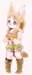 anthro blue_eyes boots brown_body brown_fur clothing female footwear fur hair kemono long_hair pink_body pink_fur shoes simple_background solo white_background mabo_(artist) canid canine canis domestic_dog mammal