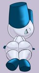 big_butt blue_body butt eyes_closed grey_body machine male metallic_body not_furry rear_view simple_background smile solo kiffy_(artist) robotboy robotboy_(character) humanoid robot hi_res