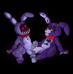 anthro balls big_penis bodily_fluids bow_tie duo genital_fluids genitals machine male male/male metal_penis penis precum sitting smile teeth fuzefurry five_nights_at_freddy's five_nights_at_freddy's_2 five_nights_at_freddy's_4 scottgames nightmare_bonnie_(fnaf) withered_bonnie_(fnaf) animatronic lagomorph mammal robot 2021 absurd_res alpha_channel hi_res