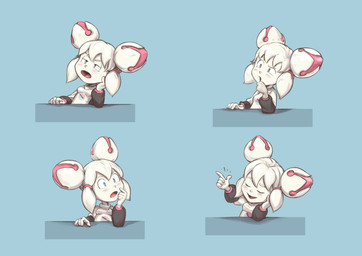 anthro blue_eyes clothed clothing confusion double_bun female hair hair_bun hand_on_chin head_on_hand logo machine reactions simple_background smile solo white_hair david_revoy krita_(copyright) kiki_the_cyber_squirrel android mammal robot rodent sciurid tree_squirrel 2025 hi_res