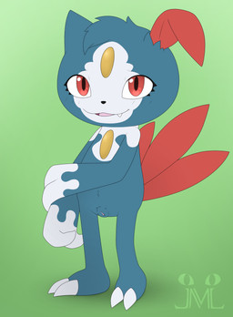 animal_genitalia animal_vulva anthro blue_body blue_fur claws fangs feathers female fur genitals nude red_eyes shy teeth vulva jm-luxro nintendo pokemon generation_2_pokemon generation_8_pokemon hisuian_form hisuian_sneasel hybrid pokemon_(species) regional_form_(pokemon) sneasel absurd_res hi_res
