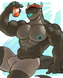 2_horns abs anthro areola barazoku barbell_piercing baseball_cap beverage_can biceps big_muscles big_pecs blep brown_body bulge can cheek_spikes chest_tattoo clothed clothing container covered_eyes deltoids facial_spikes forearm_muscles green_tattoo green_tongue hat headgear headwear holding_can holding_container holding_object horn male muscular muscular_anthro muscular_arms muscular_male navel nipple_piercing nipples obliques pecs piercing pubes red_clothing red_hat red_headwear serratus solo spikes spikes_(anatomy) tail tattoo tongue tongue_out trapezius triceps underwear underwear_only vein veiny_muscles white_clothing white_underwear rolenzoart mythology billy_(rolenzoart) dragon mythological_creature mythological_scalie scalie wingless_dragon 2025 4:5 absurd_res digital_media_(artwork) half-length_portrait hi_res portrait