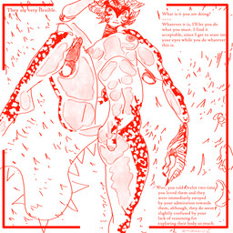 breasts claws consenting crazy_eyes curious dialogue examination facial_markings fangs first_person_view flexible genitals gynomorph head_markings human_skin intersex looking_at_viewer markings penis pov_hands raised_leg solo spots spotted_body spread_legs spreading story_in_picture tail talking_to_viewer teeth text touching_leg trusting armedantagonist forsaken_(roblox) two_time_(forsaken) felid feline humanoid leopardus mammal ocelot 1:1 absurd_res english_text hi_res nonbinary_(lore)