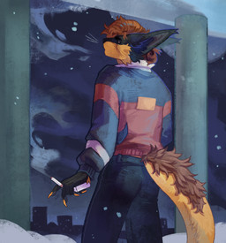 anthro cigarette holidays male snow ryan1111_(artist) christmas mythology dragon mythological_creature mythological_scalie scalie hi_res