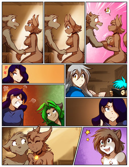angry annoyed anthro anthrofied biped blue_background blue_hair blush book border breast_grab breasts brown_body brown_fur brown_hair brown_spots casual_nudity chest_tuft clenched_teeth clothed clothed_female clothed_human clothing collar collar_of_keidranification collar_tag embarrassed featureless_breasts female fur green_hair grey_hair group guided_breast_grab hair hair_over_eye hand_on_another's_breast hand_on_breast happy heart_symbol holding_object kneeling male markings musical_note musical_symbol nude nude_anthro nude_female nude_male nuzzling one_eye_obstructed reading simple_background smile smirk sound_effects spots spotted_body spotted_fur symbol teeth text tuft white_border wrist_grab yelling conditional_dnp tom_fischbach twokinds karen_taverndatter kathrin_vaughan maren_taverndatter mrs._nibbly raine_silverlock sythe_(twokinds) trace_legacy animal_humanoid canid canine canis cat_humanoid felid felid_humanoid feline feline_humanoid human humanoid keidran mammal mammal_humanoid rodent sciurid tree_squirrel wolf 2025 adobe_photoshop_(artwork) comic digital_drawing_(artwork) digital_media_(artwork) hi_res