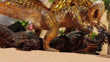 anal anal_penetration beach bodily_fluids cum cum_in_ass cum_inside cum_on_penis dripping duo eye_contact female female_on_top female_penetrated feral feral_on_feral feral_penetrated feral_penetrating feral_penetrating_feral french_kissing genital_fluids genitals gold_(metal) hand_holding horn kissing leaking_cum looking_at_another male male/female male_on_bottom male_penetrating male_penetrating_female on_bottom on_top penetration penis saliva saliva_drip saliva_on_tongue sex sex_on_the_beach tongue vulva yellow_eyes yellow_horn void_dragon216 capcom monster_hunter mythology dragon elder_dragon jin_dahaad kulve_taroth leviathan_(mh) mythological_creature mythological_scalie scalie 3d_(artwork) blender_(artwork) digital_media_(artwork) hi_res