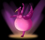 anthro arabesque_(ballet) ballet belly big_belly big_breasts breasts dancing featureless_breasts female fourth_position_arms_(ballet) horn non-mammal_breasts obese obese_anthro obese_female overweight overweight_anthro overweight_female purple_body purple_scales scales solo spiked_tail spikes spikes_(anatomy) tail snitch_(artist) bartok_the_magnificent mythology ludmilla_(bartok) dragon mythological_creature mythological_scalie reptile scalie 2020 digital_media_(artwork)